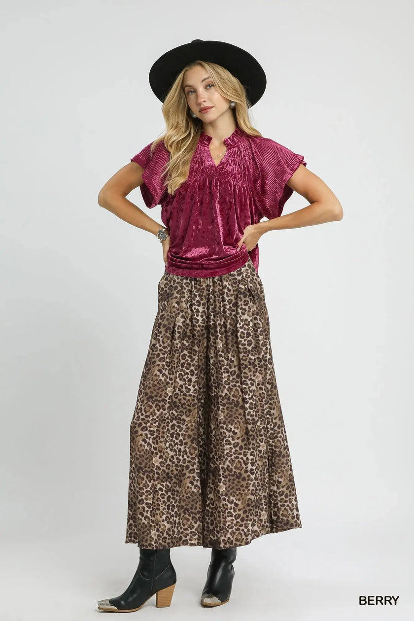 Umgee Crushed Velvet Pleated Blouse  Style Ratio