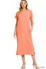 Zenana Round Neck Short Sleeve Midi Dress  Style Ratio