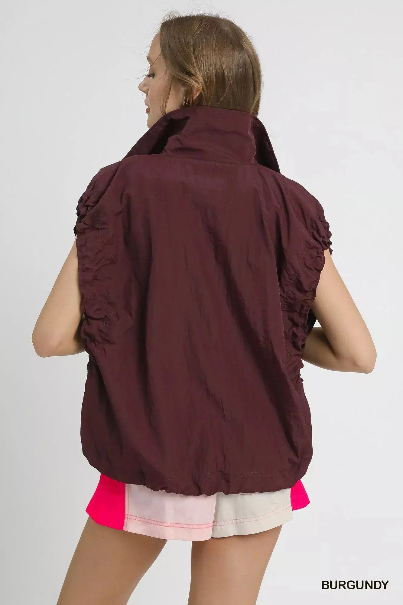 Umgee Drawstring Hem Nylon Vest with Pockets  Style Ratio