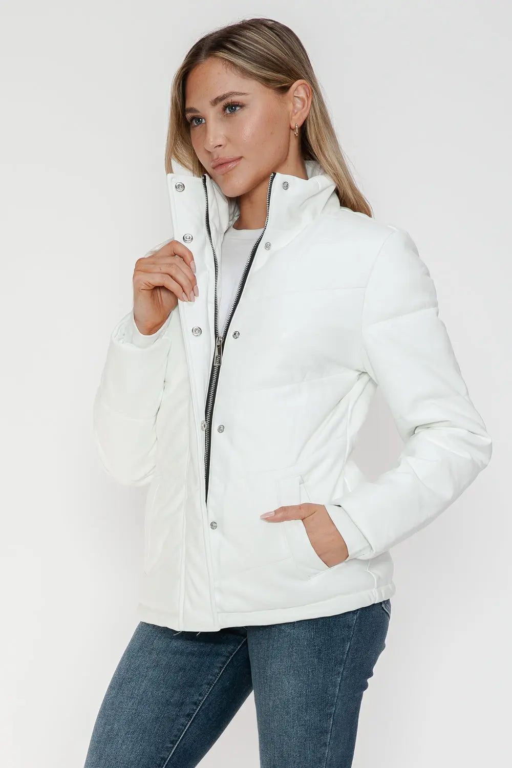 Snobbish Pocketed Zip Up Puffer Jacket Trendsi