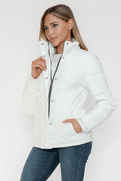 Snobbish Pocketed Zip Up Puffer Jacket Trendsi