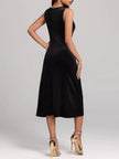 Round Neck Sleeveless Velvet A-Line Midi Dress  Style Ratio