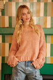 BiBi Chunky Knit Sweater with Flower Detail Sleeves  Style Ratio