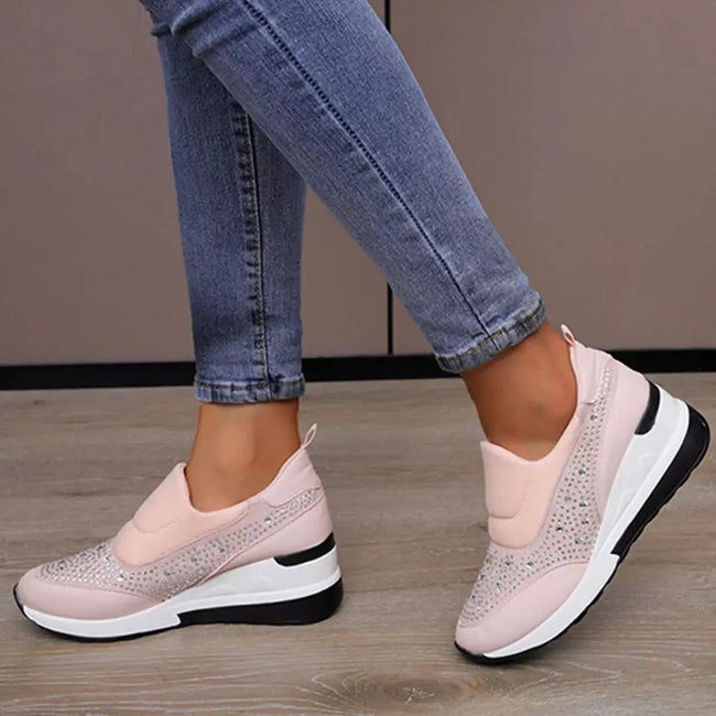 Rhinestone Embellished Wedge Sneakers  Style Ratio