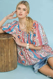Umgee Patchwork Puff Sleeve Smocked Blouse  Style Ratio