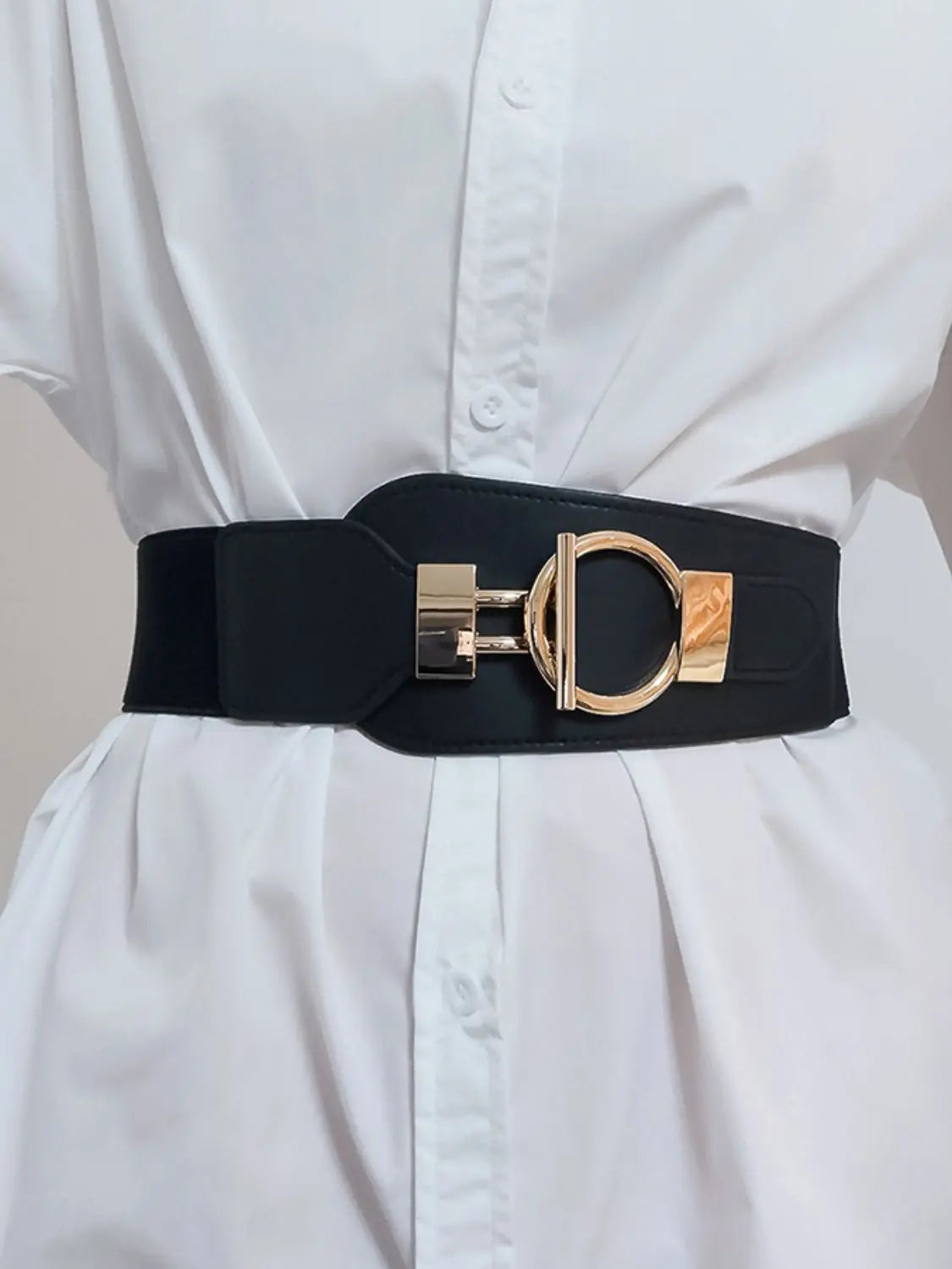 PU Elastic Wide Belt with Alloy Buckle  Style Ratio