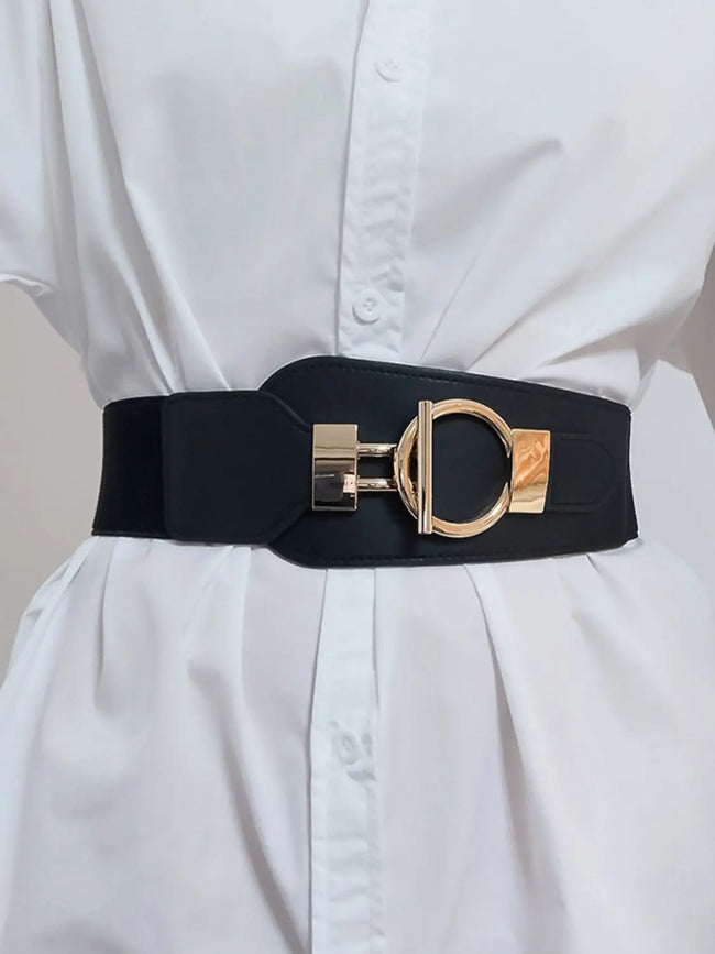 PU Elastic Wide Belt with Alloy Buckle  Style Ratio