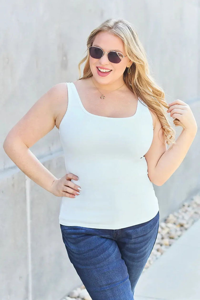 Basic Bae Full Size Square Neck Wide Strap Tank  Style Ratio