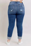 Judy Blue Full Size Mid Rise Boyfriend destroy Jeans with Yoke Pockets  Style Ratio