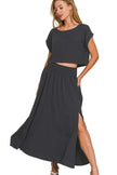 Zenana Heavy Woven Span Crop Tee & Skirt Set  Style Ratio