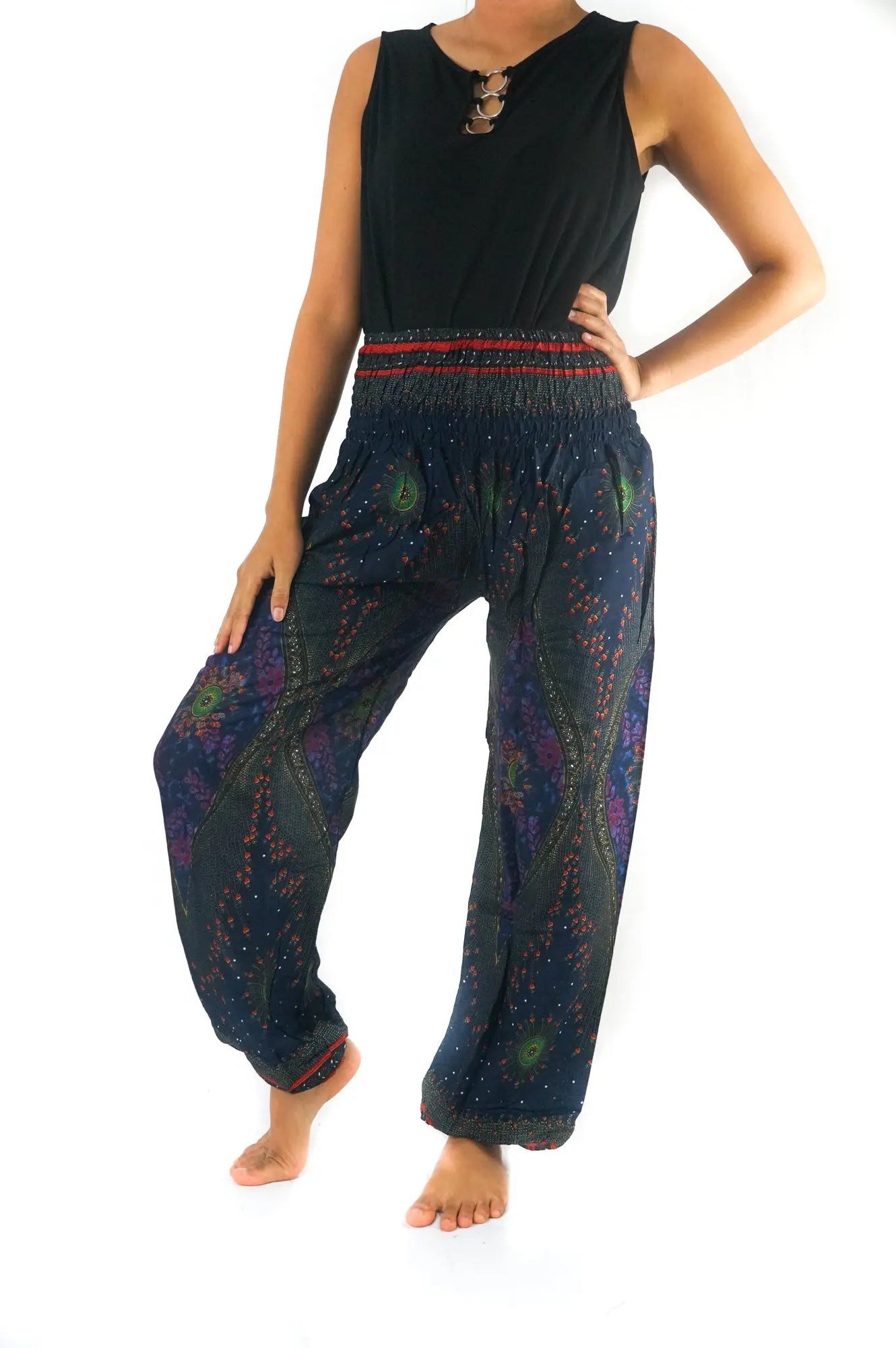 Blue PEACOCK Blue Boho Women Boho Pants Hippie - Style Ratio