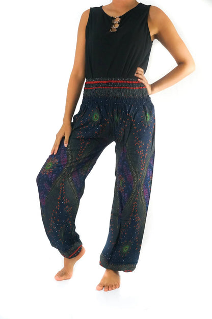 Blue PEACOCK Blue Boho Women Boho Pants Hippie - Style Ratio