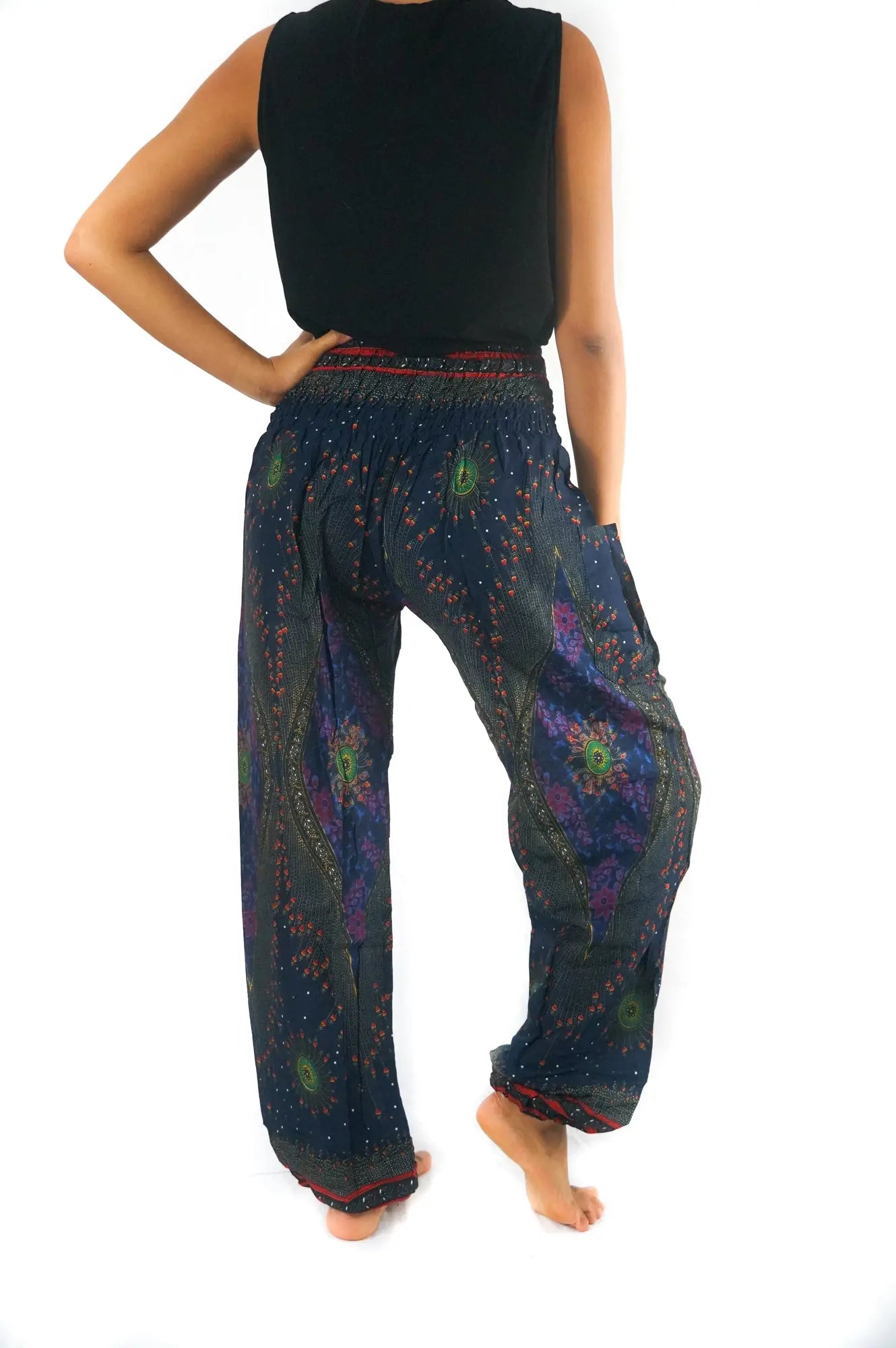 Blue PEACOCK Blue Boho Women Boho Pants Hippie - Style Ratio