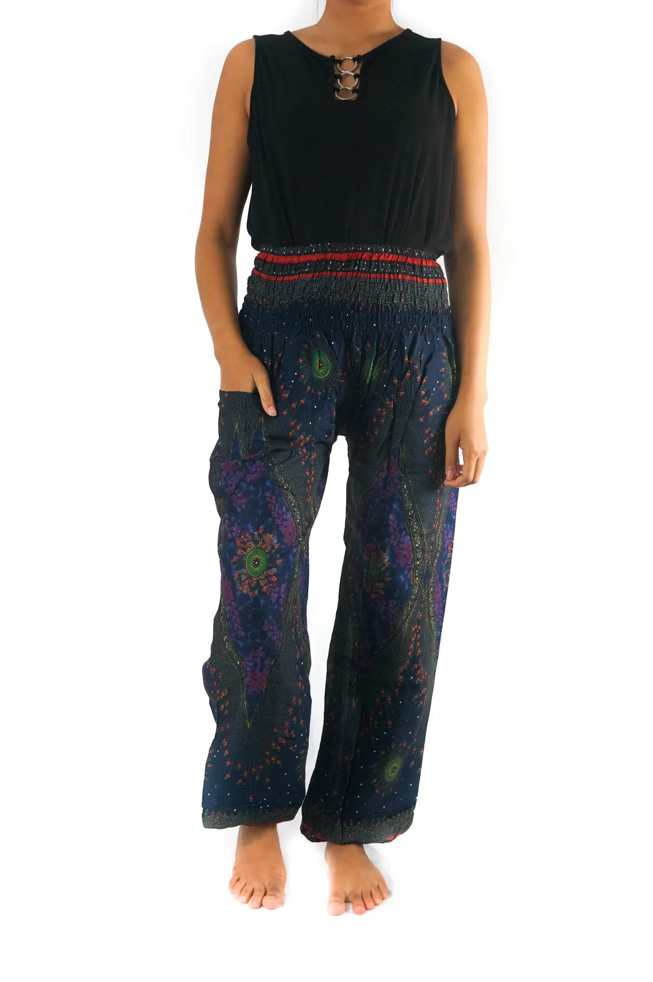Blue PEACOCK Blue Boho Women Boho Pants Hippie - Style Ratio
