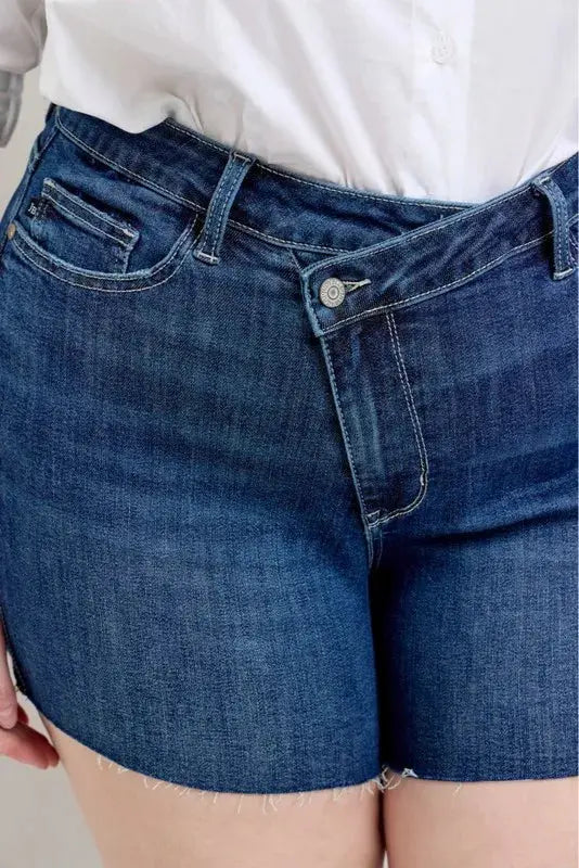 Judy Blue High Waist Criss-Cross Waistband Denim Shorts  Style Ratio