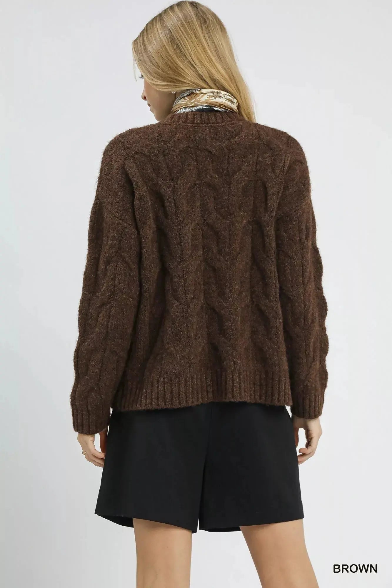 Umgee Cable Knit Cozy Sweater  Style Ratio