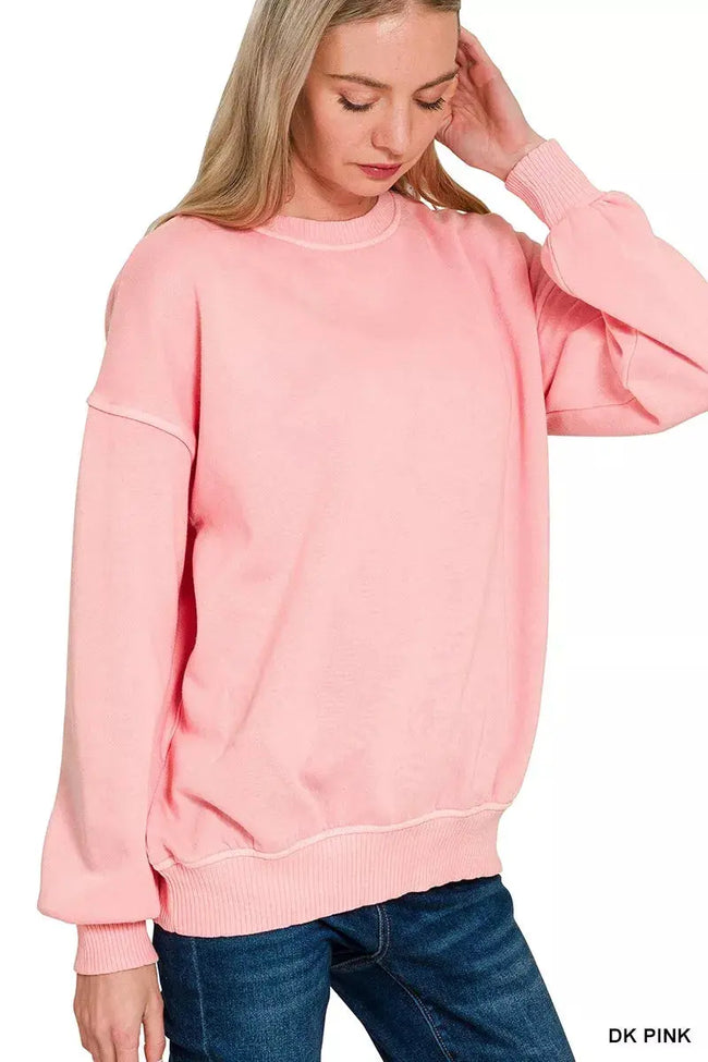Zenana Pigment Dye Fleece Oversized Sweatshirt  Style Ratio