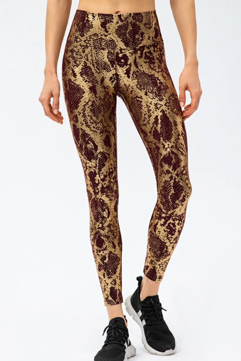 Animal Print Slim Fit Wide Waistband Long Sports Pants  Style Ratio