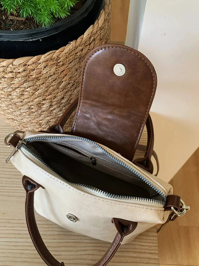 Two-Tone Flap Decor Crossbody Bag with Charm  Style Ratio