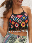 Geometric Halter Neck Swim Top  Style Ratio