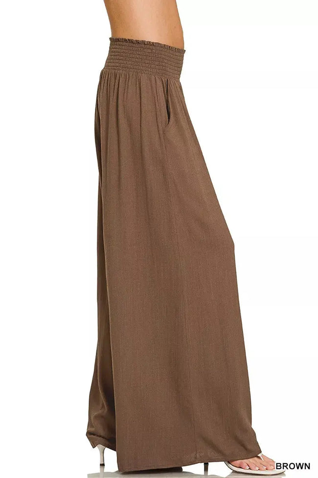 Zenana Smocked Waistband Wide Leg Lounge Pants  Style Ratio