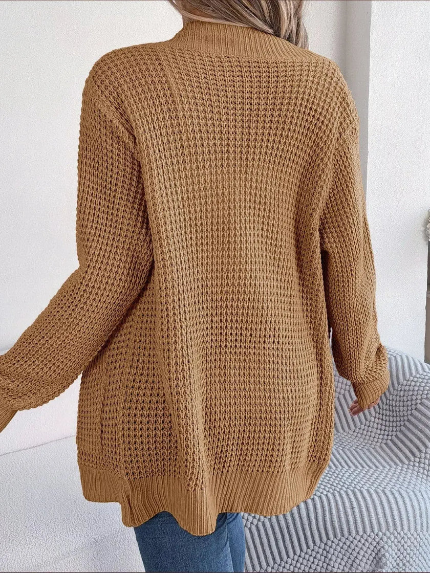 Chunky Knit Open Front Cardigan with Pockets  Style Ratio