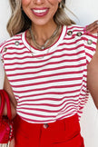 Stripe Textured Knit Button Detail Short Sleeve Shirt  Style Ratio