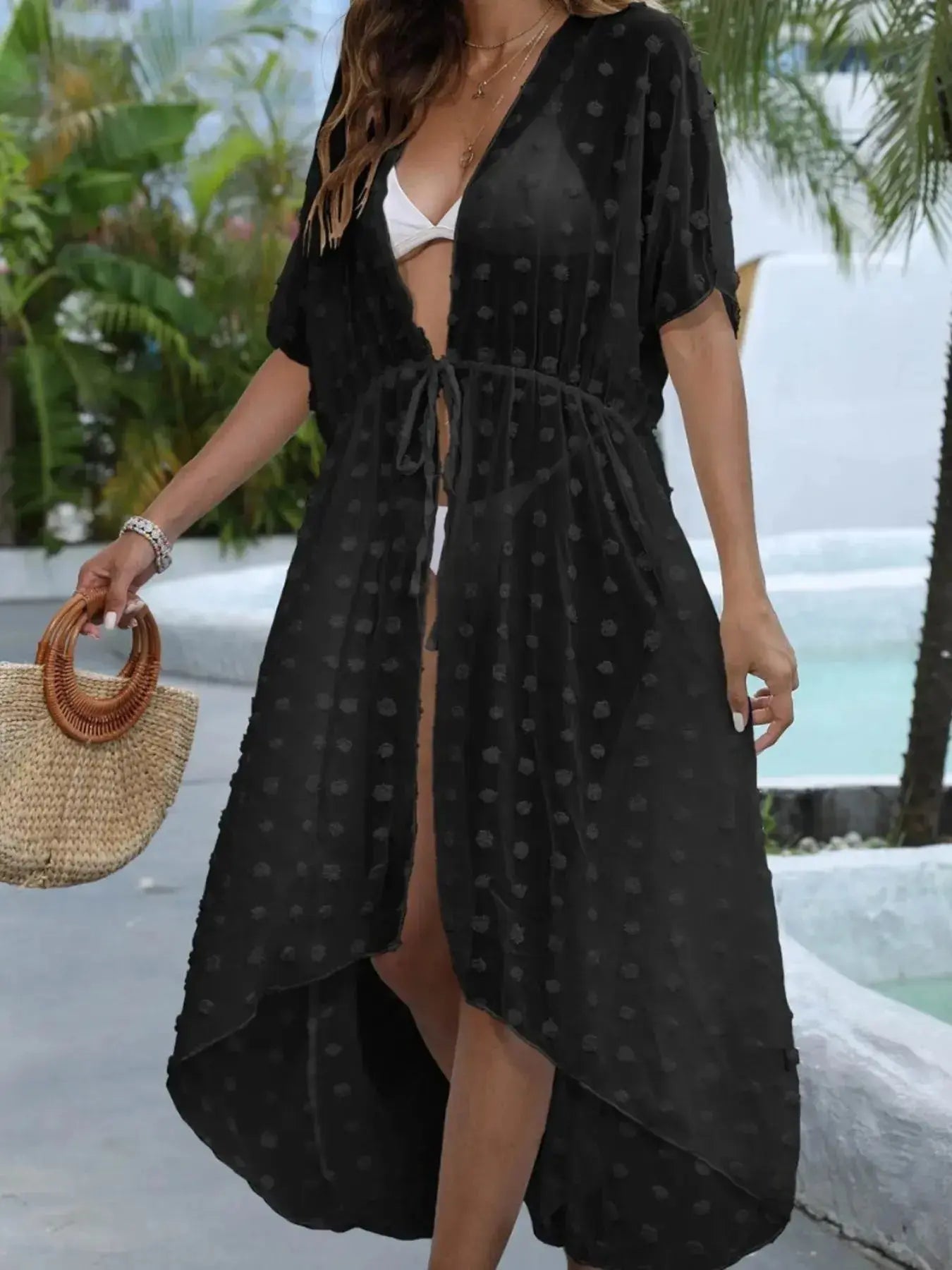 Swiss Dot Sheer Beach Cover Up  Style Ratio