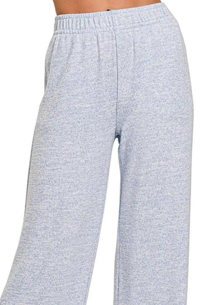 Zenana Soft Melange Hacci Elastic Waistband Lounge Pants  Style Ratio