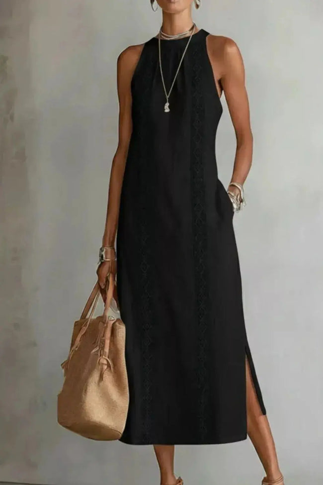 Sleeveless Side Slit Dress with Pockets  Style Ratio