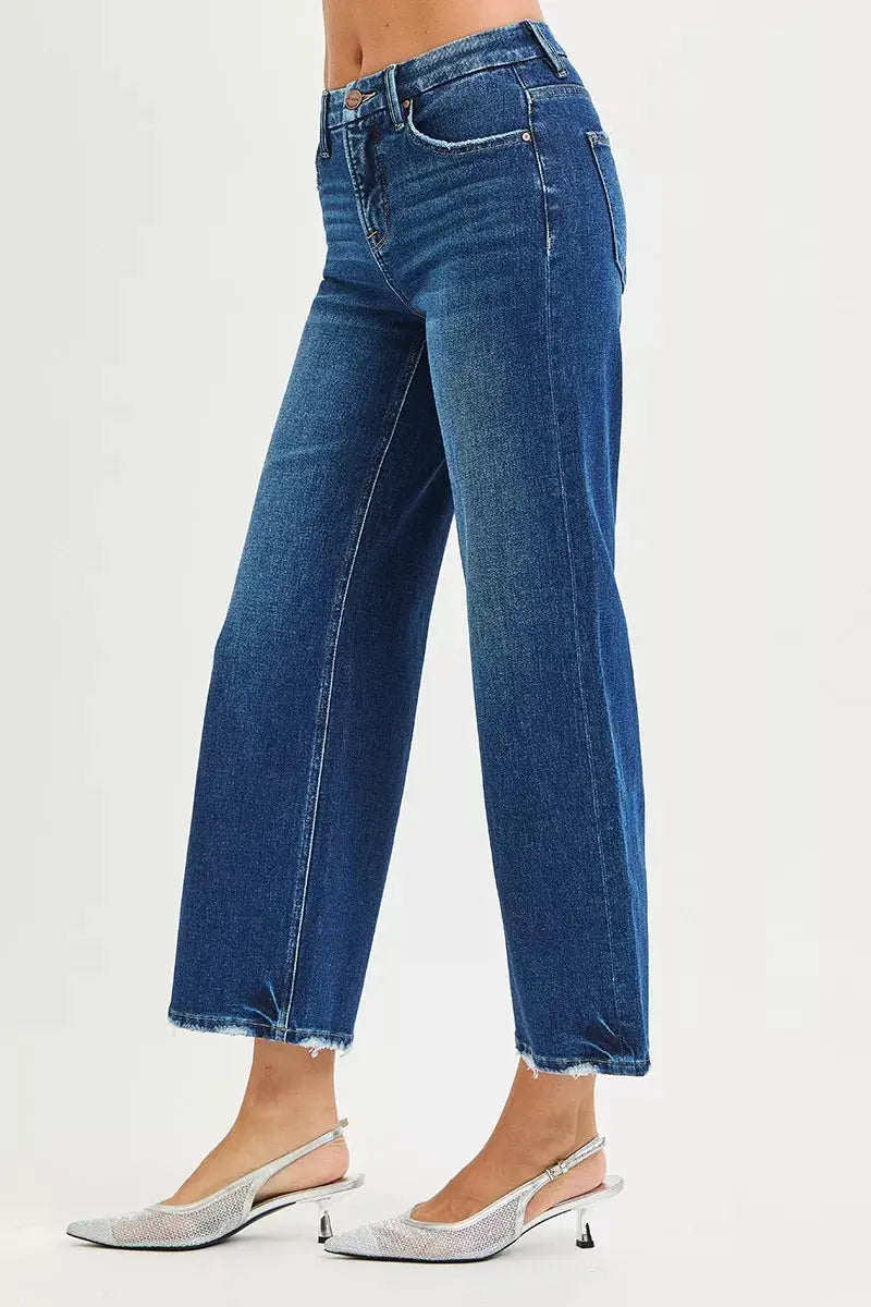 RISEN Tummy Control 4 Way Stretch High Rise Crop Wide Leg Jeans  Style Ratio