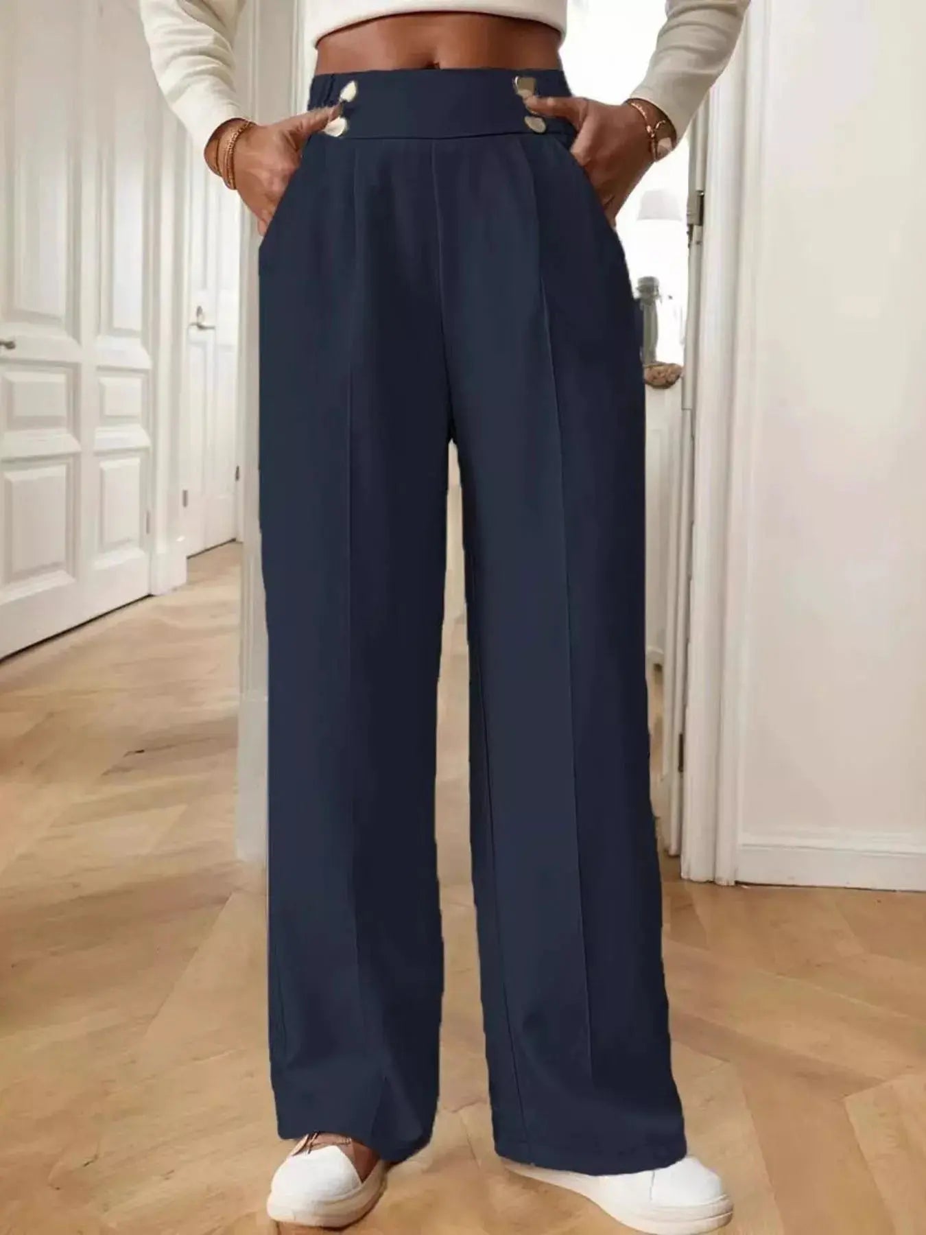Full Size High Waisted Wide Leg Pants  Style Ratio