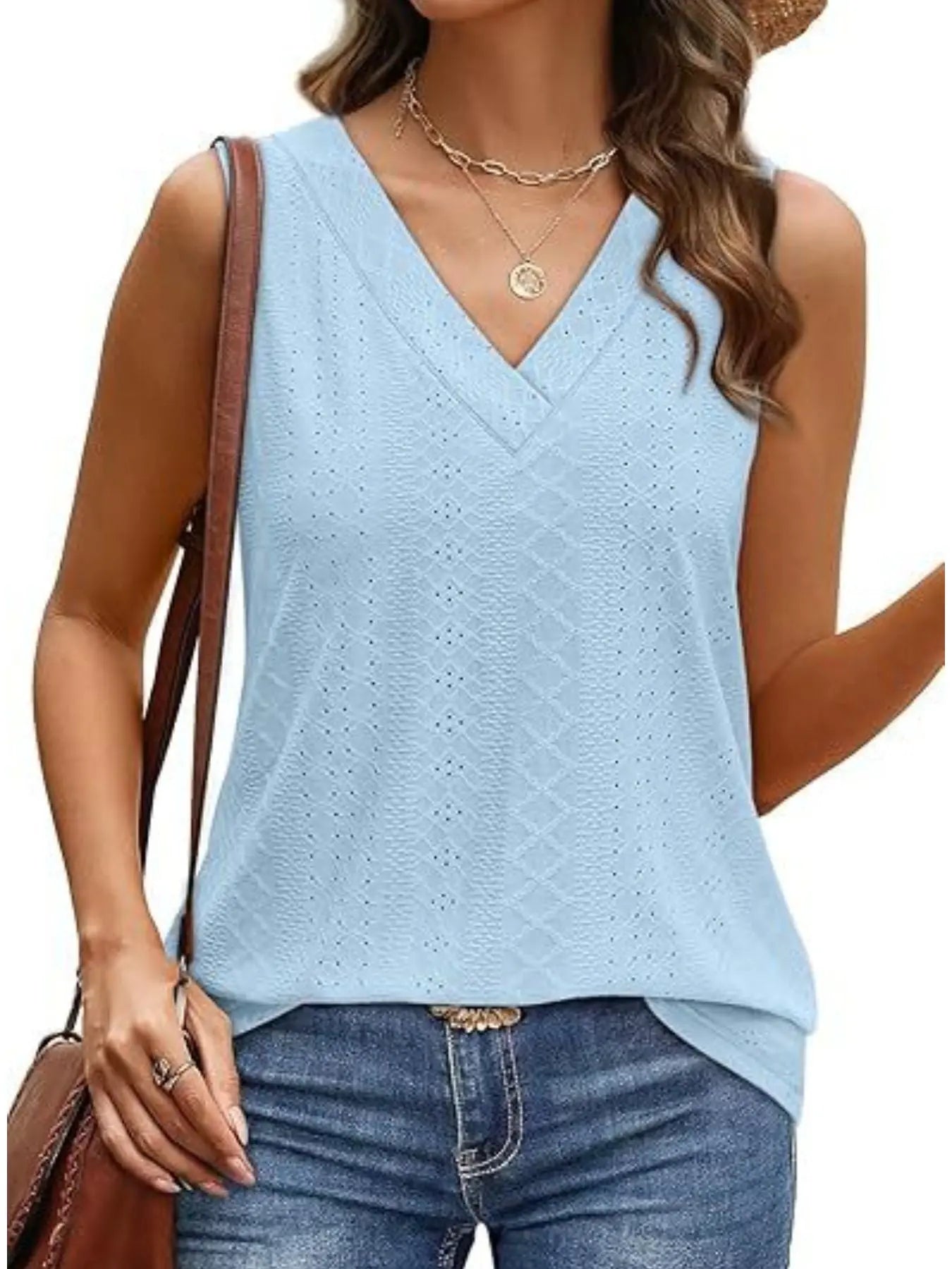 Eyelet V-Neck Tank  Style Ratio