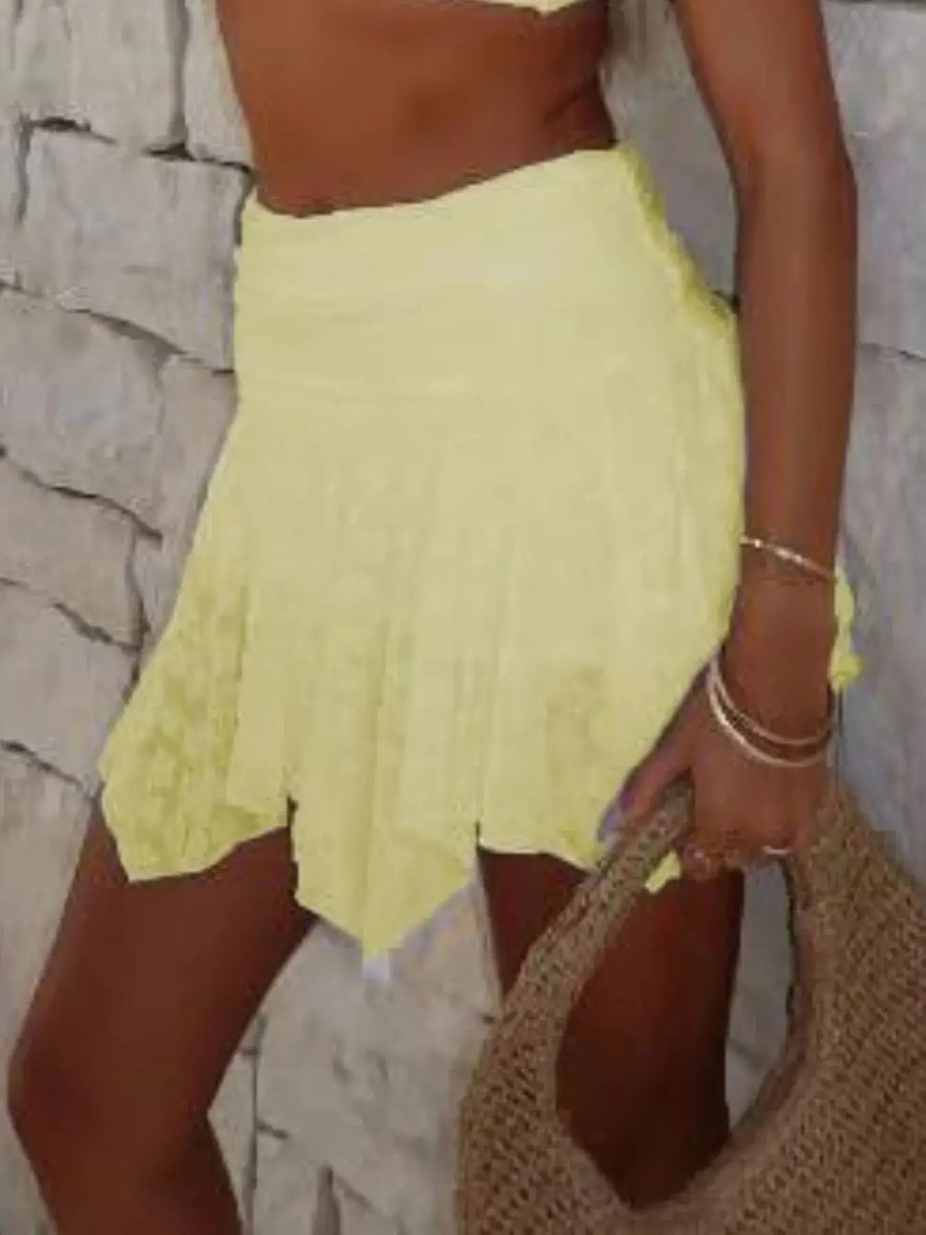 Asymmetric Hem Lace Ruffle Mini Skirt  Style Ratio
