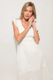 And The Why Ruffle Sleeve Front Smocked Tiered Midi Dress  Style Ratio