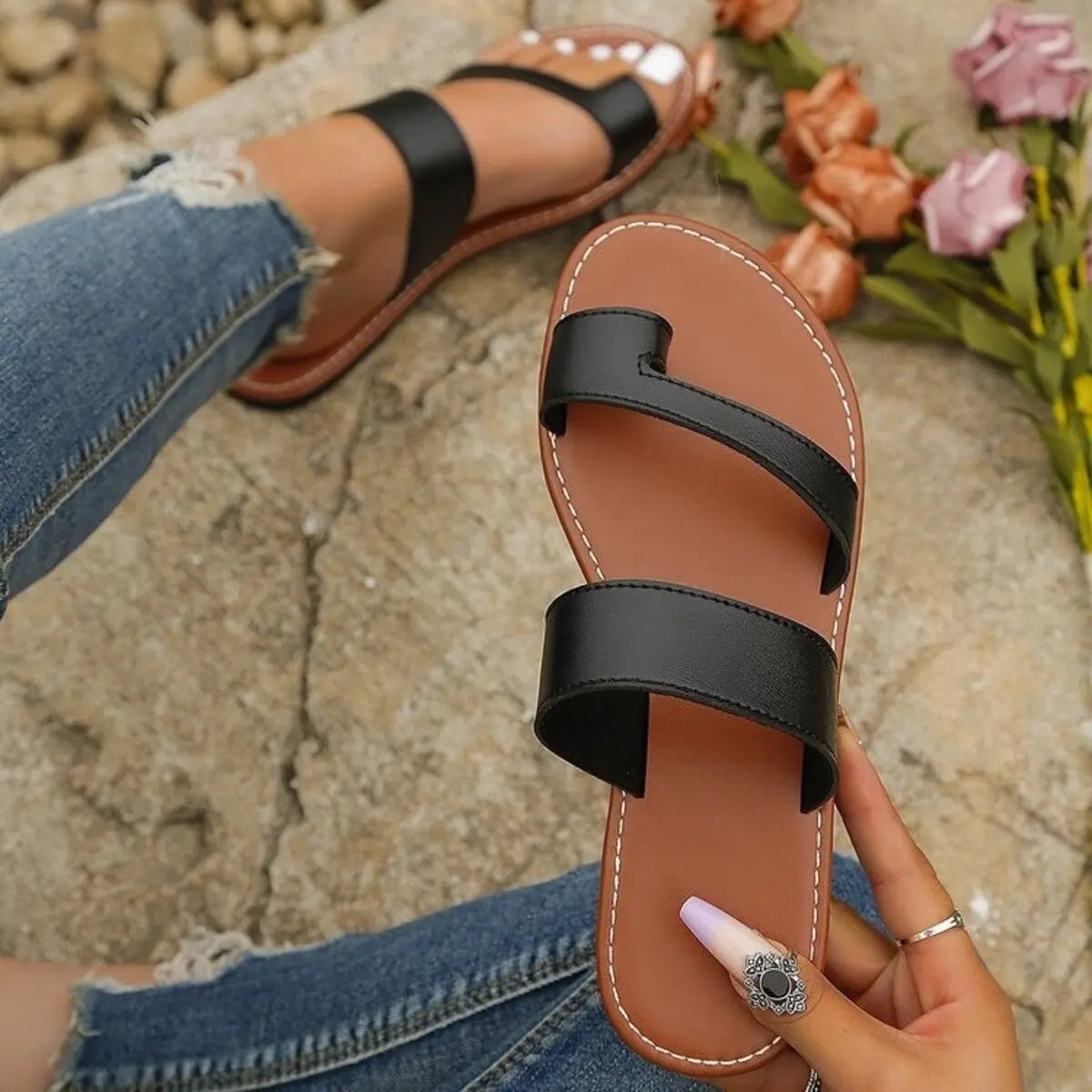 Toe Loop Flat Sandals  Style Ratio