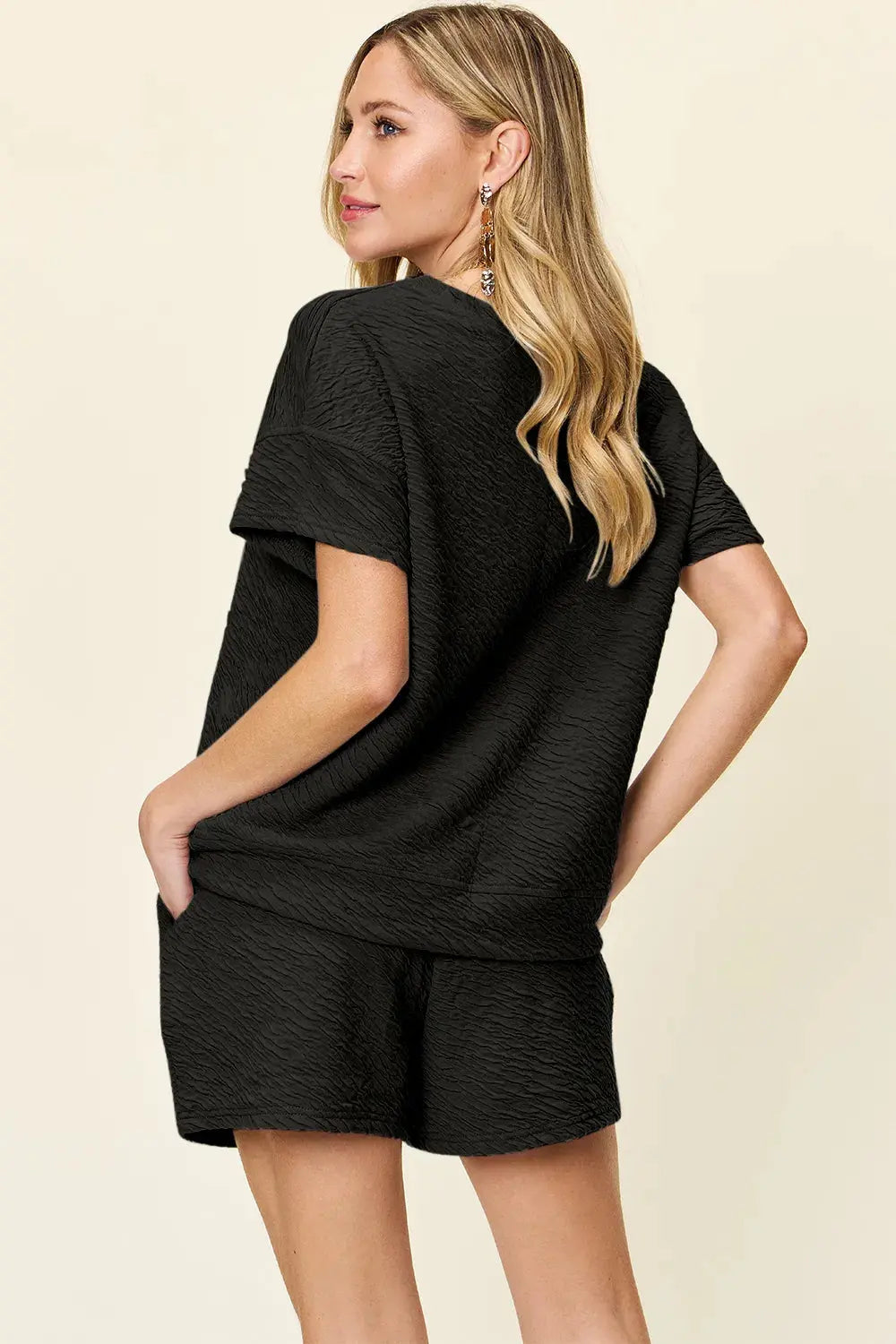 Double Take Short Sleeve Shirt and Drawstring Shorts Set  Style Ratio