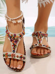 Beaded T-Strap Flat Sandals  Style Ratio