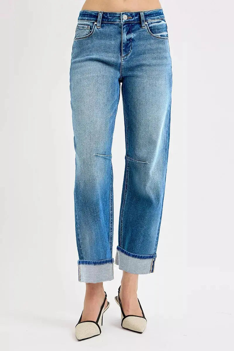 RISEN Slouchy Crop Barrel Cuffed Jeans  Style Ratio