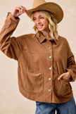 BiBi Corduroy Relaxed Fit Long Sleeve Shacket  Style Ratio
