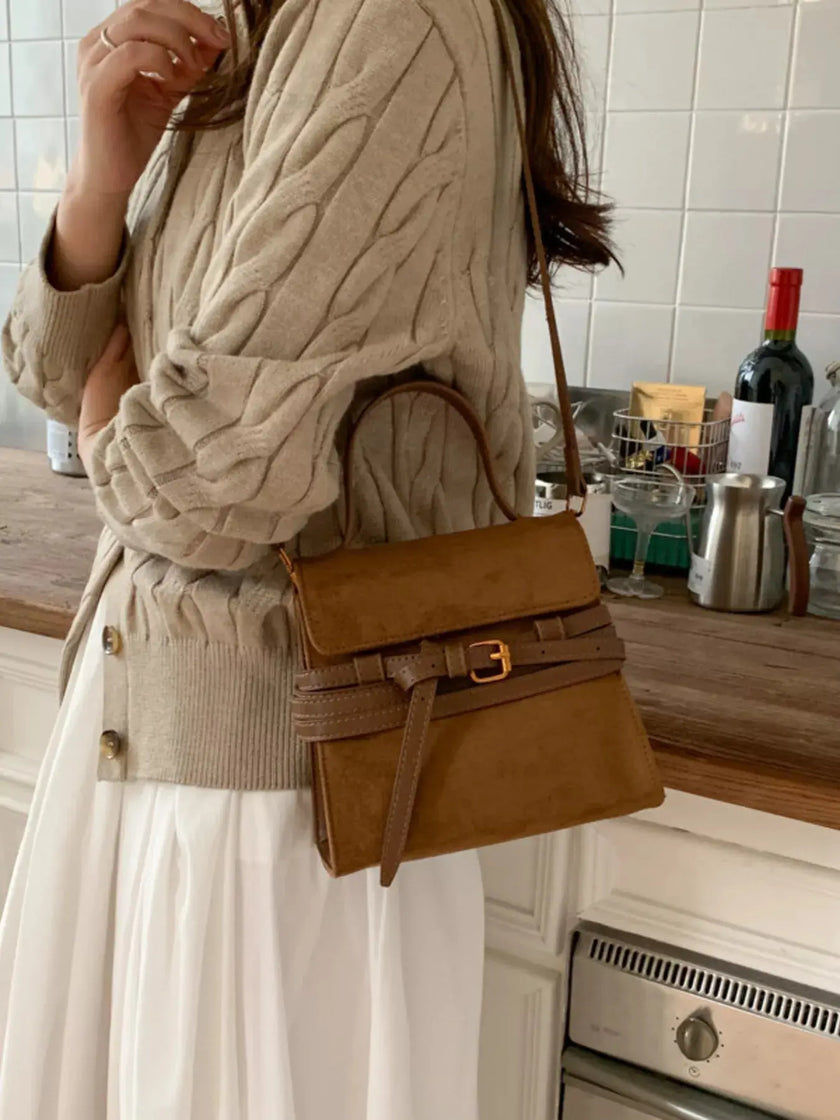 Suede Buckle Decor Crossbody Bag  Style Ratio