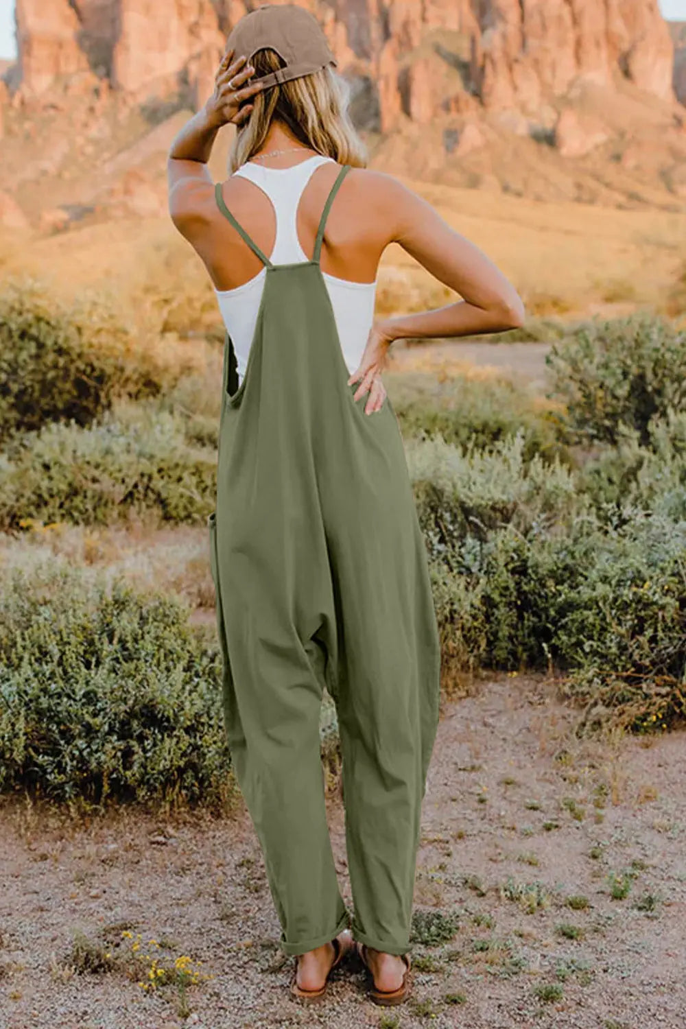 Double Take V Neck Sleeveless Jumpsuit with Pockets  Style Ratio