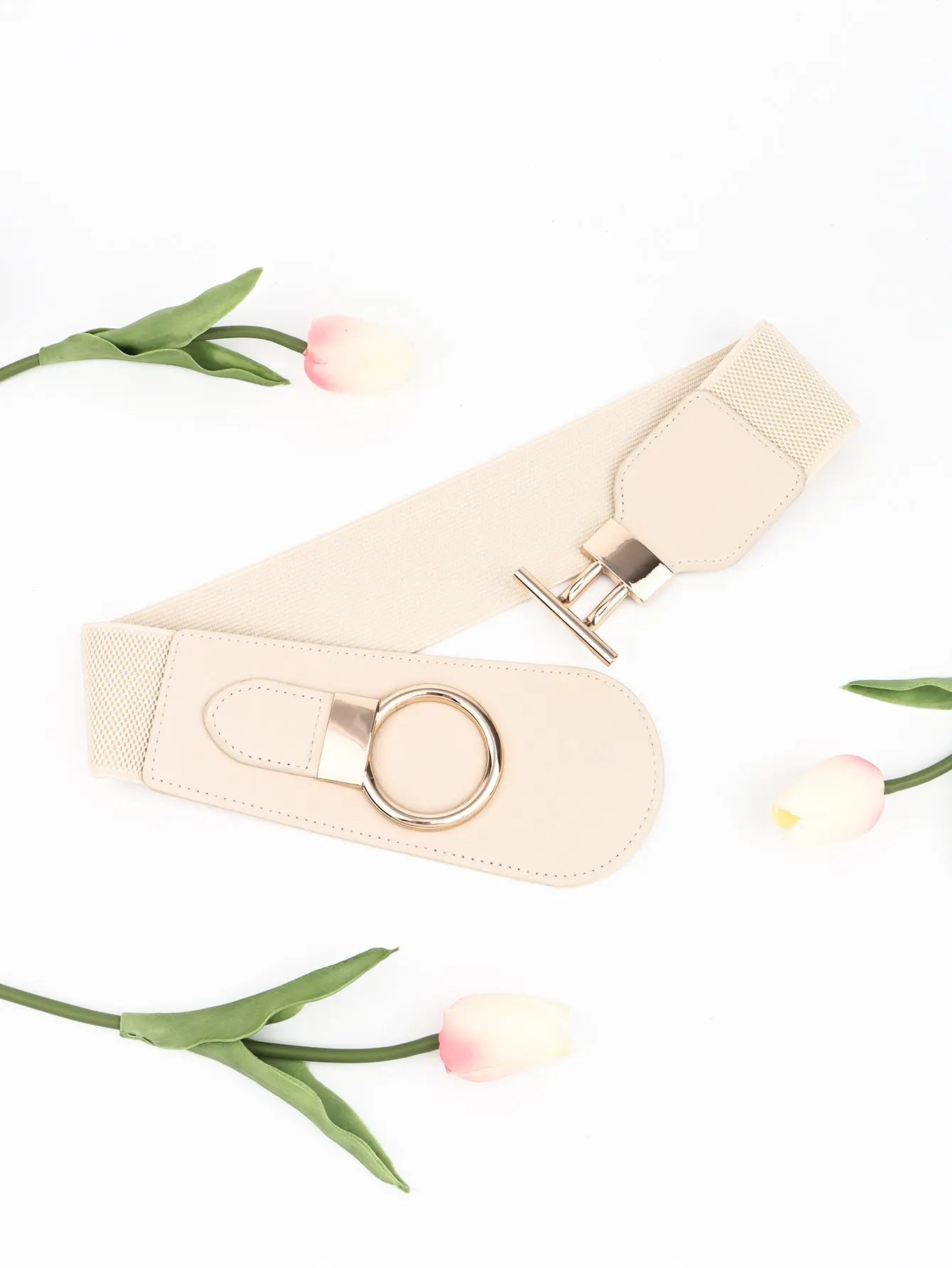 PU Elastic Wide Belt with Alloy Buckle  Style Ratio