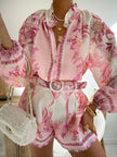 Floral Print Button Up Shirt and Shorts Set  Style Ratio