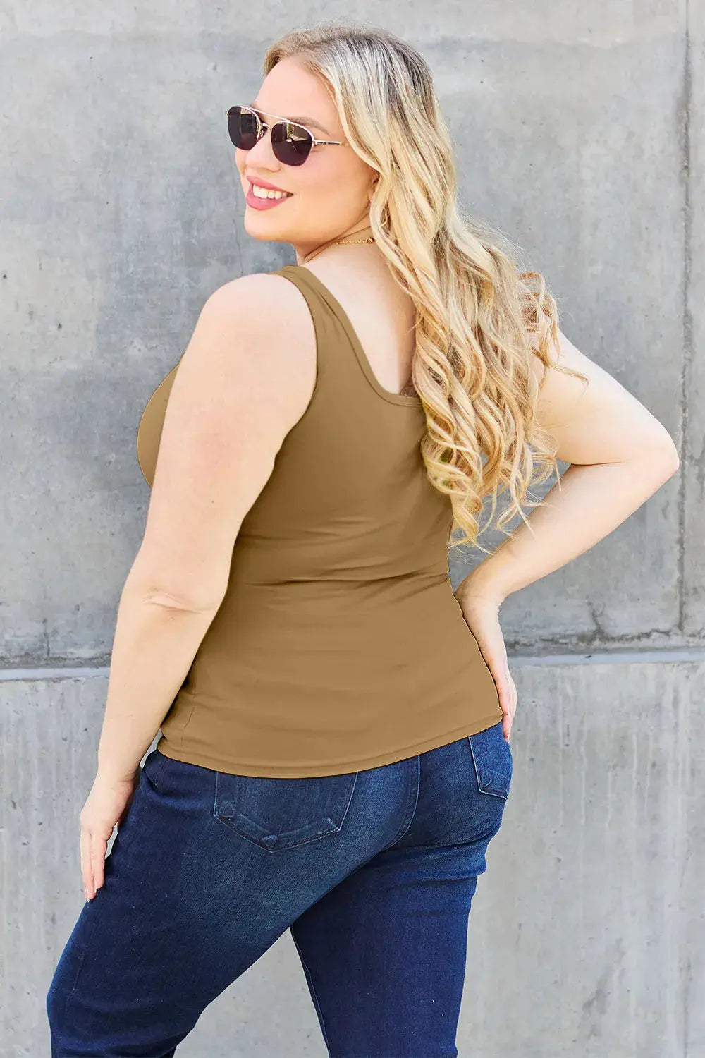 Basic Bae Full Size Square Neck Wide Strap Tank  Style Ratio