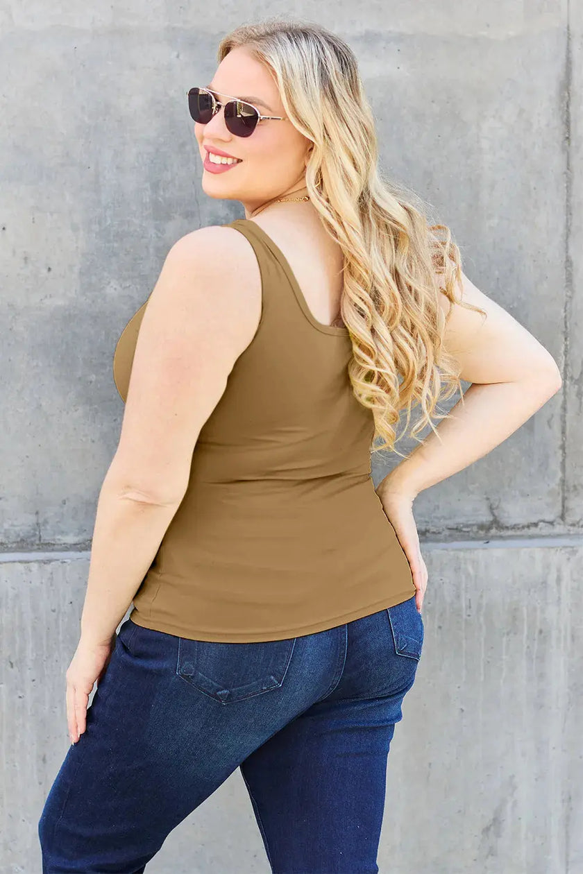 Basic Bae Full Size Square Neck Wide Strap Tank  Style Ratio