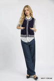Umgee Contrast Striped Trim Button Down Sweater Vest  Style Ratio