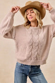 BiBi Cable Knit Sweater with Shoulder Braid Detail  Style Ratio