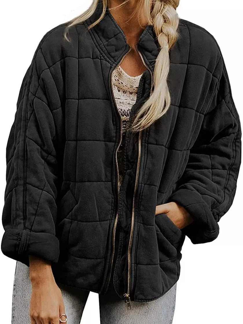 Quilted Zip Up Outerwear  Style Ratio