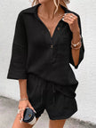 Button Detail Top and Shorts Set  Style Ratio